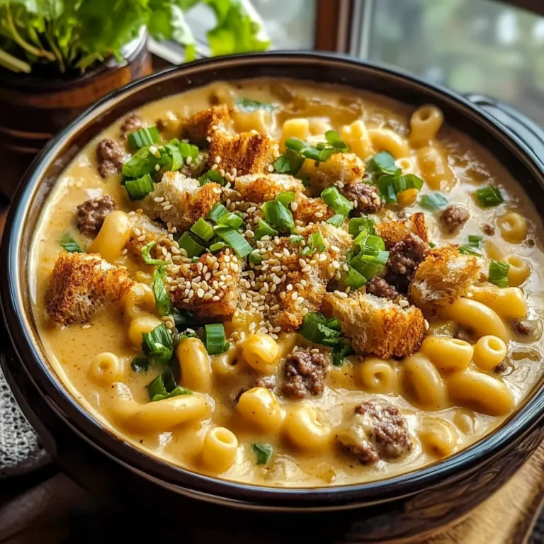 One Pot Macaroni Cheeseburger Soup