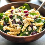 Spinach Pasta Salad with Feta and Cranberries