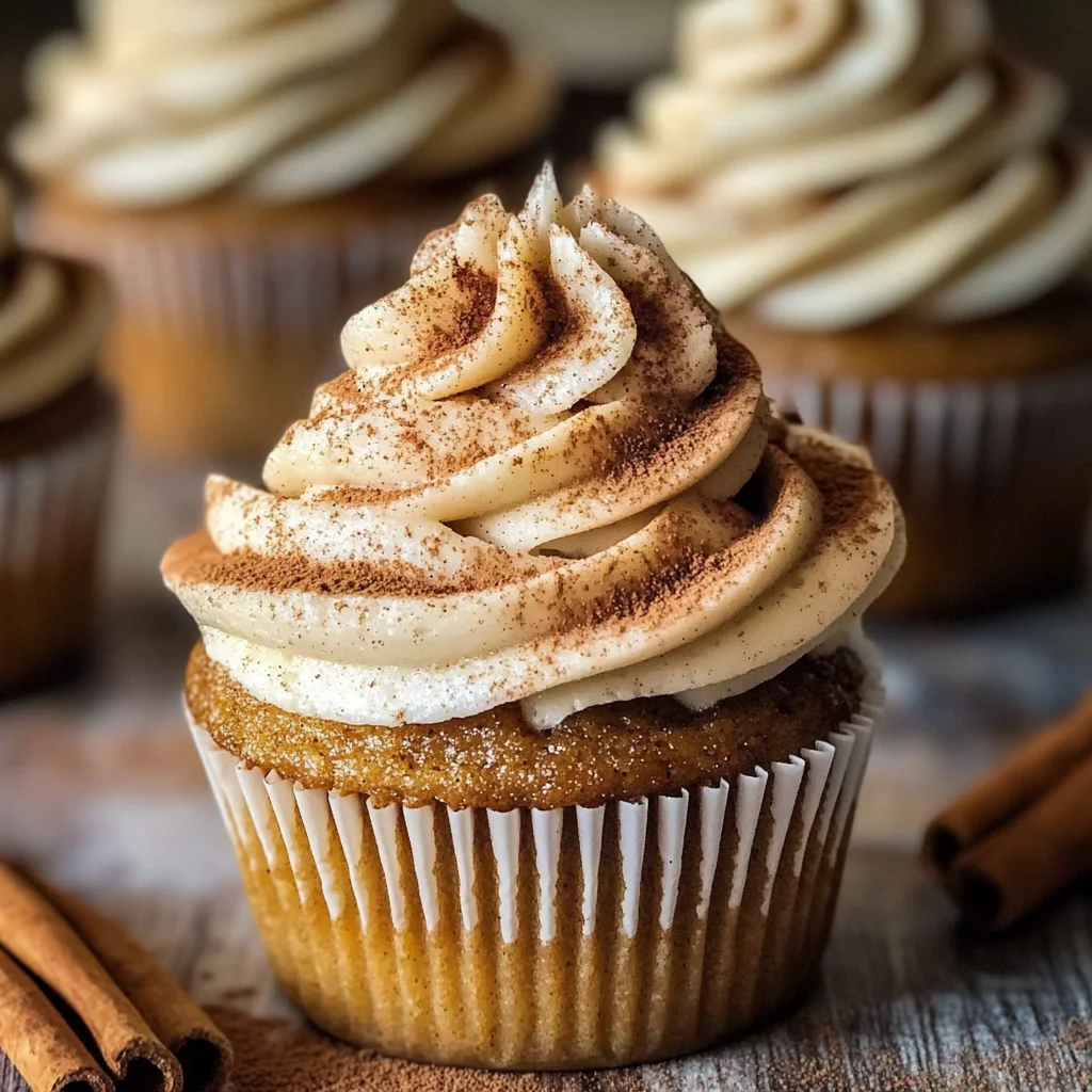 Vanilla Chai Pumpkin Latte Cupcakes with Cinnamon Brown Sugar Frosting