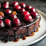 Chocolate Cherry Upside Down Cake 🍒🍫