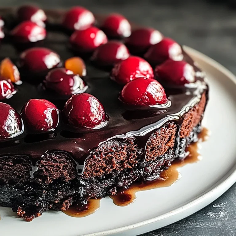Chocolate Cherry Upside Down Cake 🍒🍫
