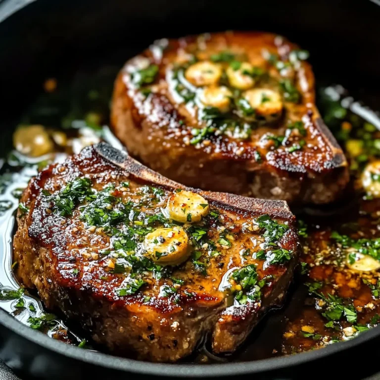 Garlic Butter Pan Seared beef Chops