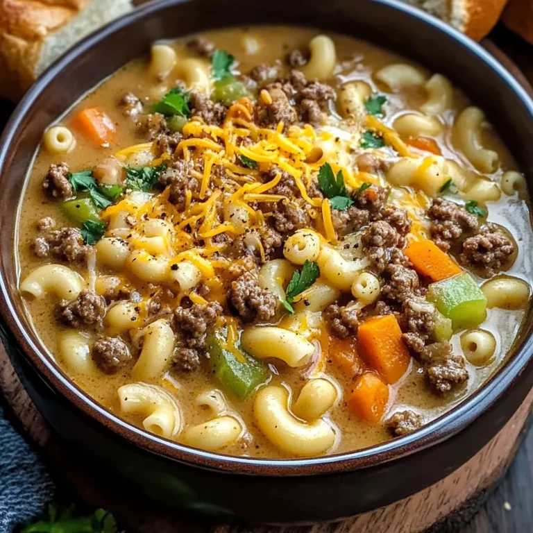 One Pot Macaroni Cheeseburger Soup