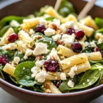 Spinach Pasta Salad with Feta and Cranberries