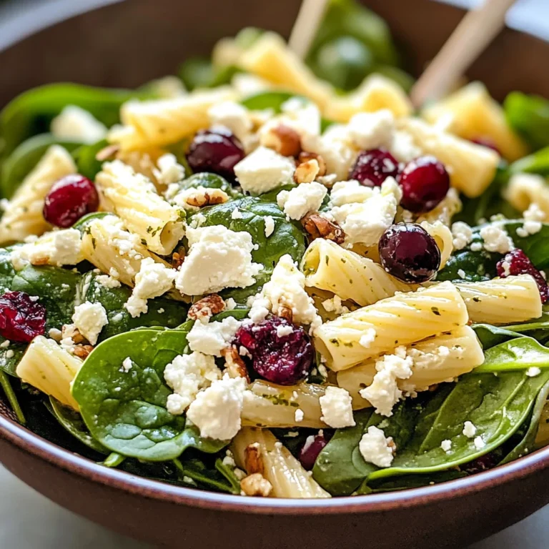 Spinach Pasta Salad with Feta and Cranberries