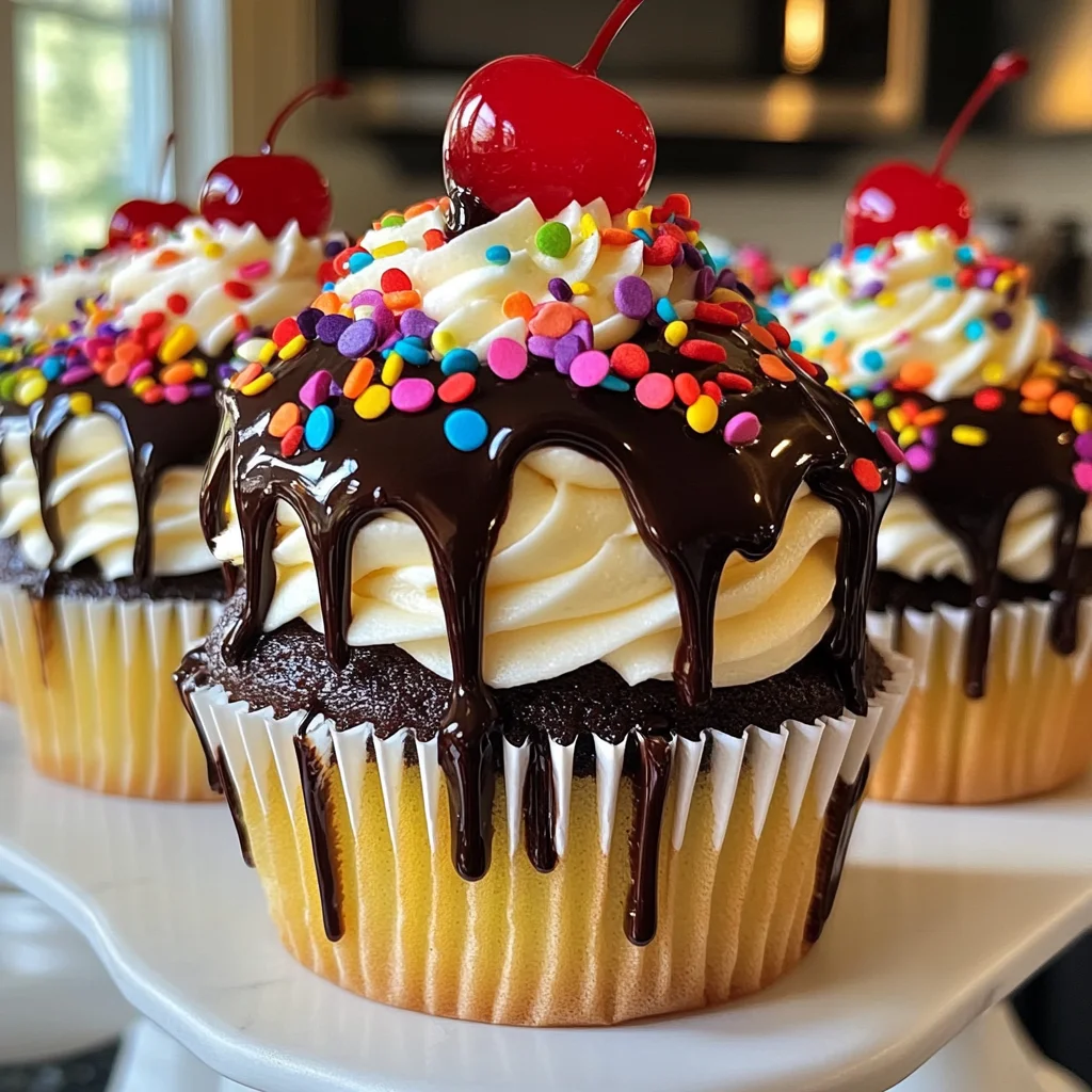 Banana Split Cupcakes