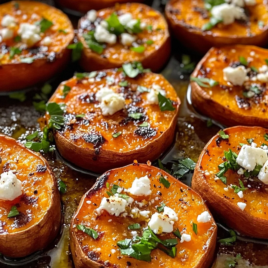 Roasted Sweet Potato Rounds with Honey & Feta