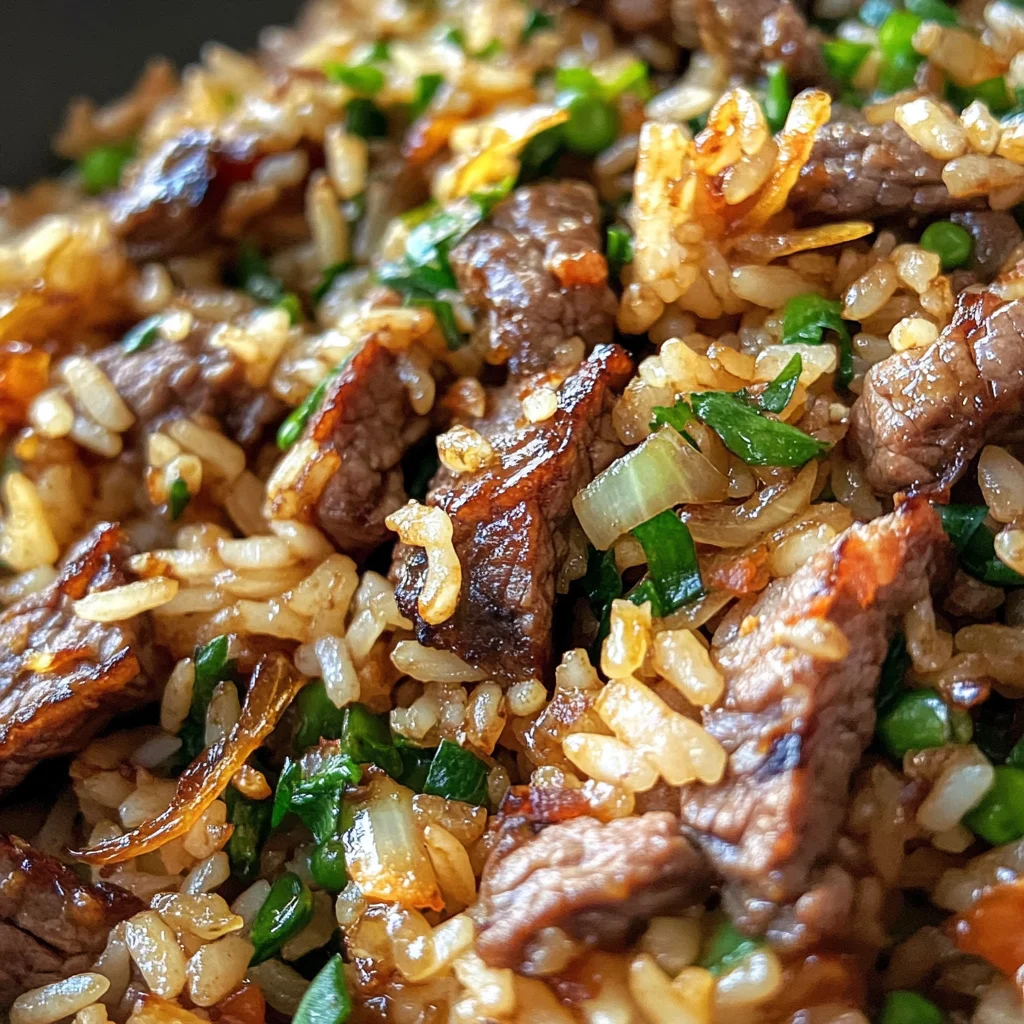 Savory Onion Beef Fried Rice
