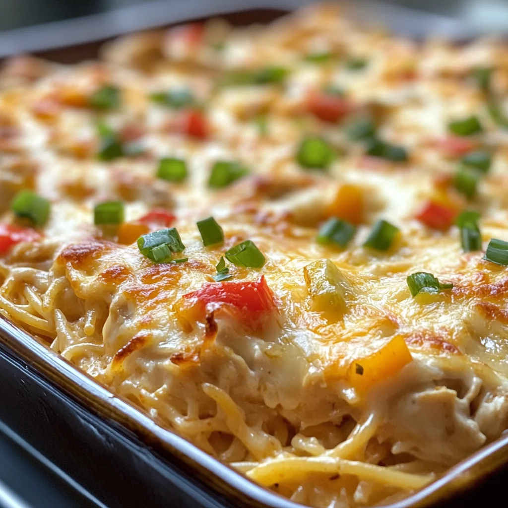 Spicy Southern Cheesy Chicken Spaghetti Casserole