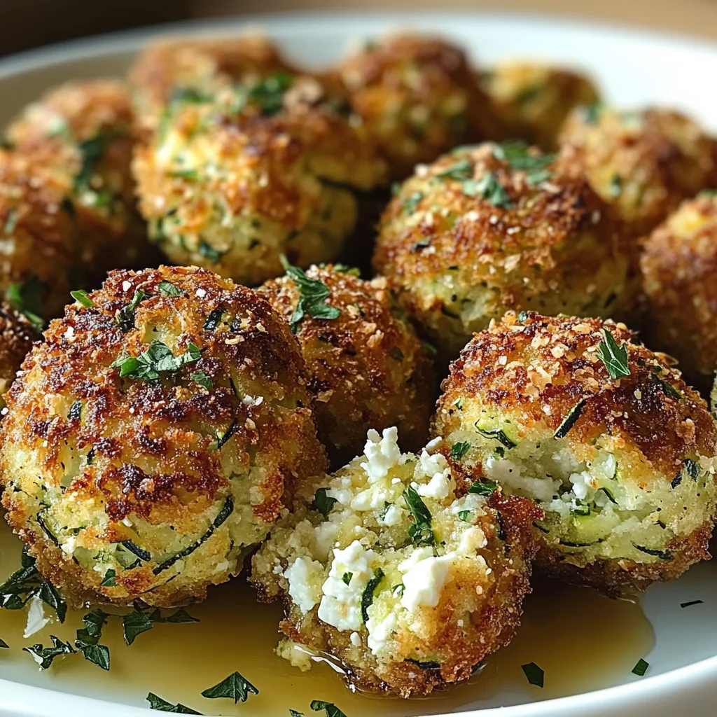 Crispy Zucchini Feta Balls Baked to Perfection in Oven