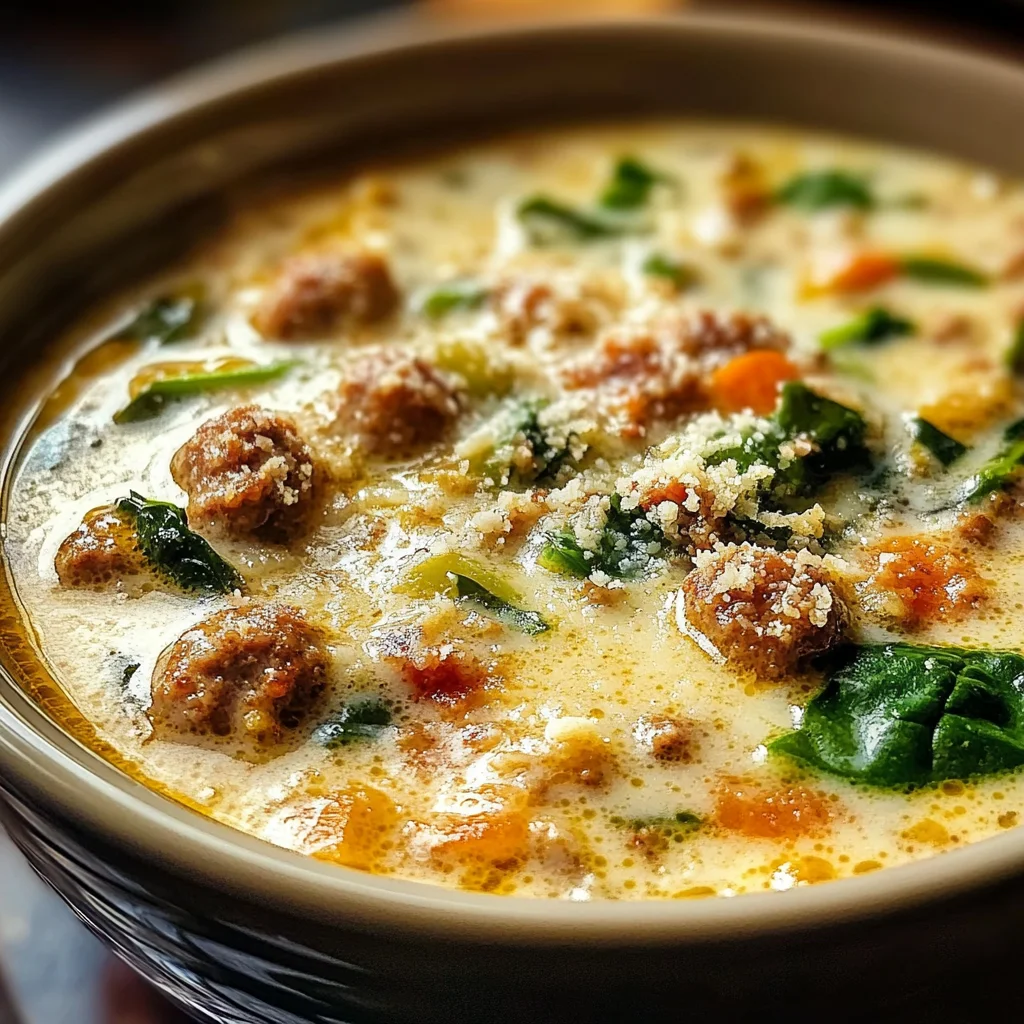 Delicious Velvety Beef Sausage Parmesan Soup Recipe